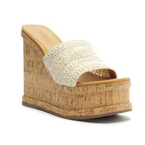 NWOT Schutz Dalle Casual Tira Leather Sandal Size 8  Ivory Platform Sandals